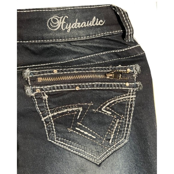 HYDRAULIC  Dark Wash Size 1/2 Skinny Leg Denim Jeans Zip back pockets - Picture 1 of 8